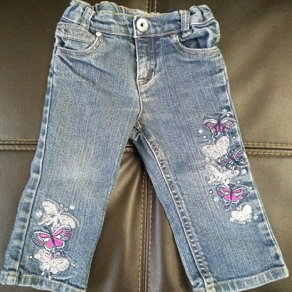 Butterfly embroidered jeans
